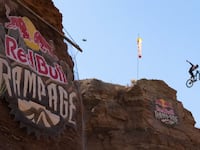 Adolf Silva of Spain competes at Red Bull Rampage on October 12, 2024 in Virgin, Utah.