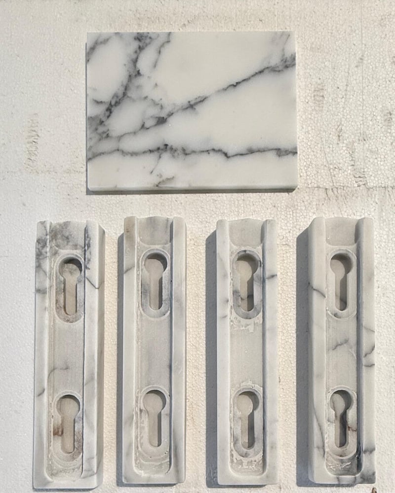 A close-up of the marble armrests Trump wants to install in the Kennedy Center.