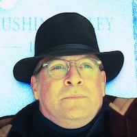 A photo illustration of Tom Hollander as Truman Capote.