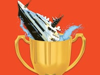 A photo illustration of the Alfa Nero splashing in a trophy cup.