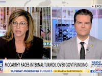 Maria Bartiromo interviewing Rep. Matt Gaetz.
