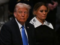 President-elect Donald Trump and his wife Melania Trump attend the state funeral services for former President Jimmy Carter at the National Cathedral on January 9, 2025 in Washington, D.C.