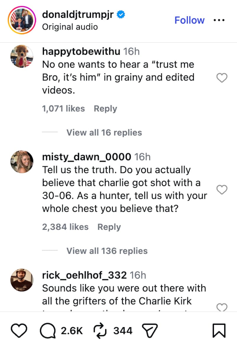 Instagram screenshot/@DonaldTrumpJr