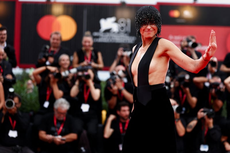 Kasia Smutniak poses on the red carpet at the Venice Film Festival on September 2, 2024.