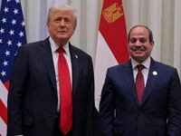 President Donald Trump praised the leadership of Egyptian President Abdel Fattah El-Sisi and the country's lack of crime during their meeting on October 13, 2025 in Sharm El-Sheikh, Egypt.