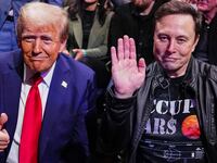President-elect Donald Trump and Elon Musk pose for a photo during the UFC 309 event at Madison Square Garden on November 16, 2024 in New York City.