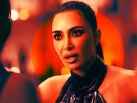 A photo illustration of Kim Kardashian in AHS: Delicate Part 2.