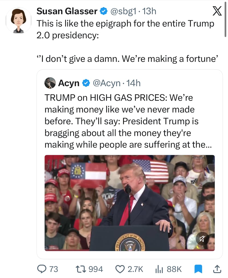 Trump sparks fury with jaw-dropping boast about gas prices at Georgia rally 3 X