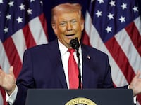 President Donald Trump addresses a House Republican retreat at The John F. Kennedy Center for the Performing Arts on January 06, 2026 in Washington, DC.