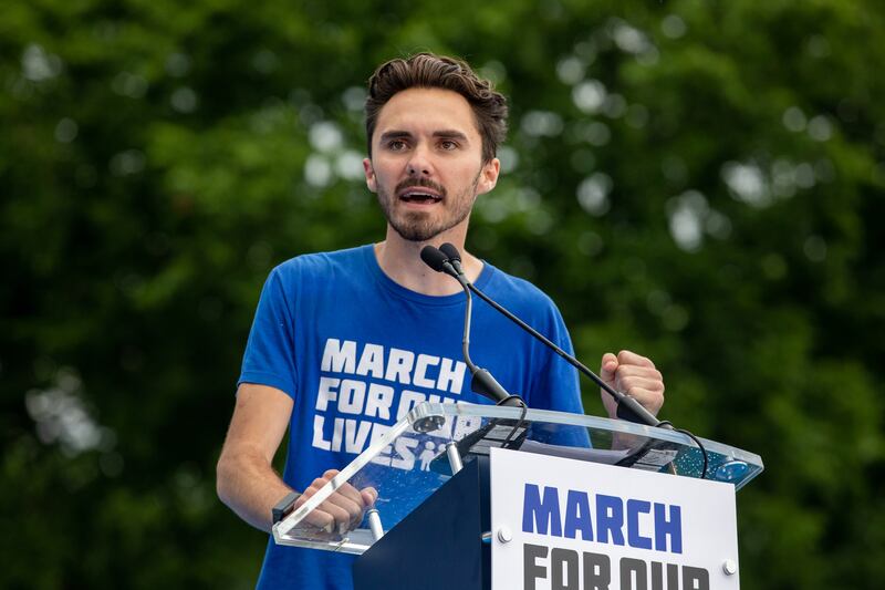 David Hogg speaks at a March for our Lives rally against gun violence at the National Mall in Washington, D.C. on June 11, 2022.