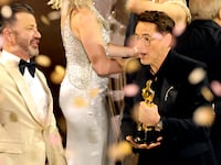 Jimmy Kimmel and Robert Downey Jr. at the Oscars.