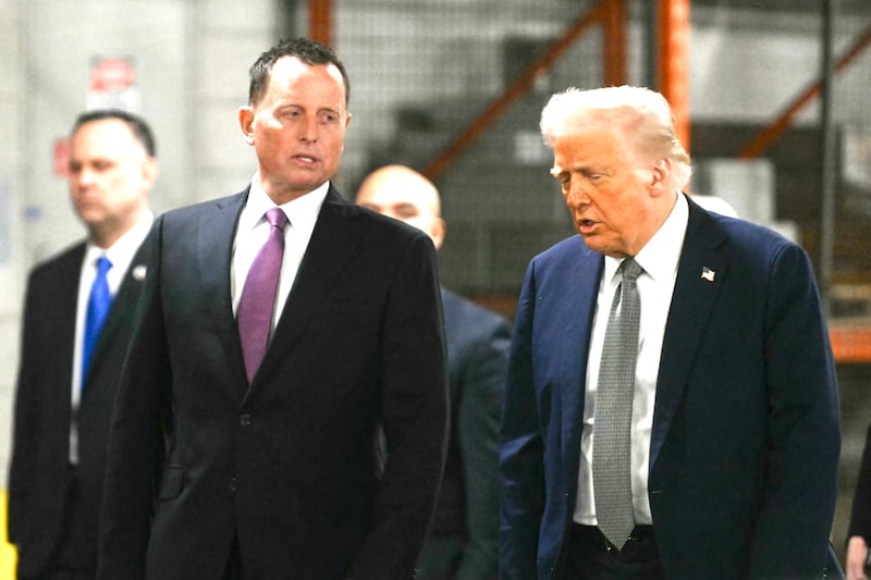 US President Donald Trump, alongside Kennedy Center Board of Trustees president Richard Grenell