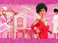An illustration including Toy Barbie Dolls and the 1998 Barbie Deluxe Dreamhouse