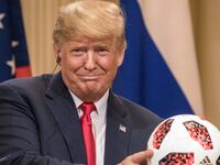 Trump with a soccer ball.