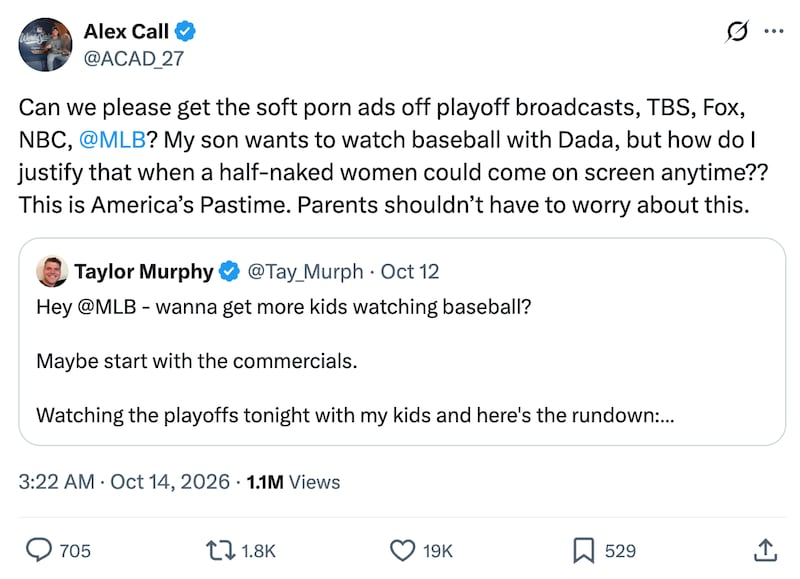 Alex Call responded to MLB fan Taylor Murphy, calling on the league to remove the inappropriate ads.