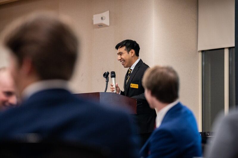 Johnathan Martinez is pictured giving a speech.