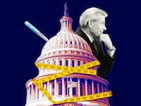 A photo illustration of the Capitol building, Rep. Dave Schweikert, and an Ozempic needle.