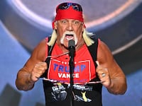 Hulk Hogan speaking at the RNC in 2024.