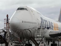A photo of an Atlas Air 747 on the tarmac.