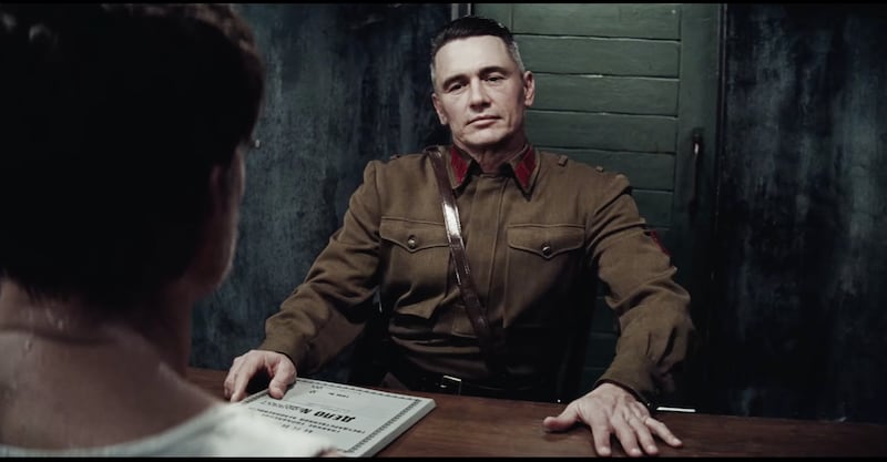 Actor James Franco stars as a former student who interrogates Alexei, a former literature professor played by actor Rob Lowe.
