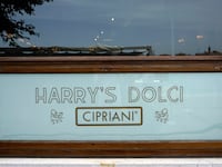 Shop window of Harry's Dolci Restaurant. Fondamenta di San Biagio. Giudecca. Venice.