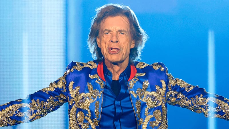 LAS VEGAS, NEVADA - NOVEMBER 06: Singer Mick Jagger of The Rolling Stones performs during a stop of the band's No Filter tour at Allegiant Stadium on November 6, 2021 in Las Vegas, Nevada. (Photo by Ethan Miller/Getty Images)