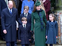 SANDRINGHAM, NORFOLK - DECEMBER 25: Prince William, Prince of Wales,Prince Louis of Wales,Prince George of Wales,Princess Catherine, Princess of Wales and Princess Charlotte of Wales attends the 2024 Christmas Morning Service at St Mary Magdalene Church on December 25, 2024 in Sandringham, Norfolk.