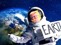 Trump as Earth's space emissary. illo illustration
