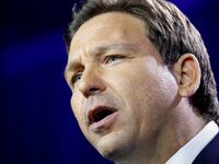 Republican Florida Governor Ron DeSantis speaks during his 2022 U.S. midterm elections night party in Tampa, Florida.