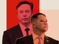 Photo illustration of Elon Musk and Rep. Tony Gonzalez (R-TX)