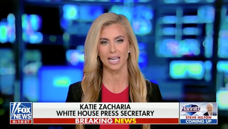 Sean Hannity interviews Katie Zacharia on Fox News.