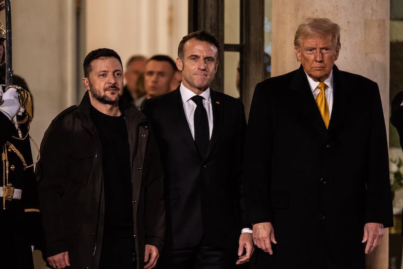 French President Emmanuel Macron met with president-elect Donald Trump and Ukrainian President Volodymyr Zelensky at the Elysee Palace.
