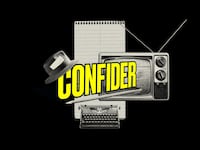 Confider logo illustrated over a black background.