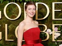 Emma Stone attends the 2025 Golden Globe Awards at The Beverly Hilton on January 05, 2025 in Beverly Hills, California.