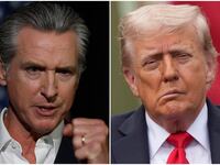 Left, California Gov. Gavin Newsom. Right, President Donald Trump