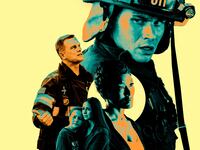 A photo illustration with the cast of 9-1-1