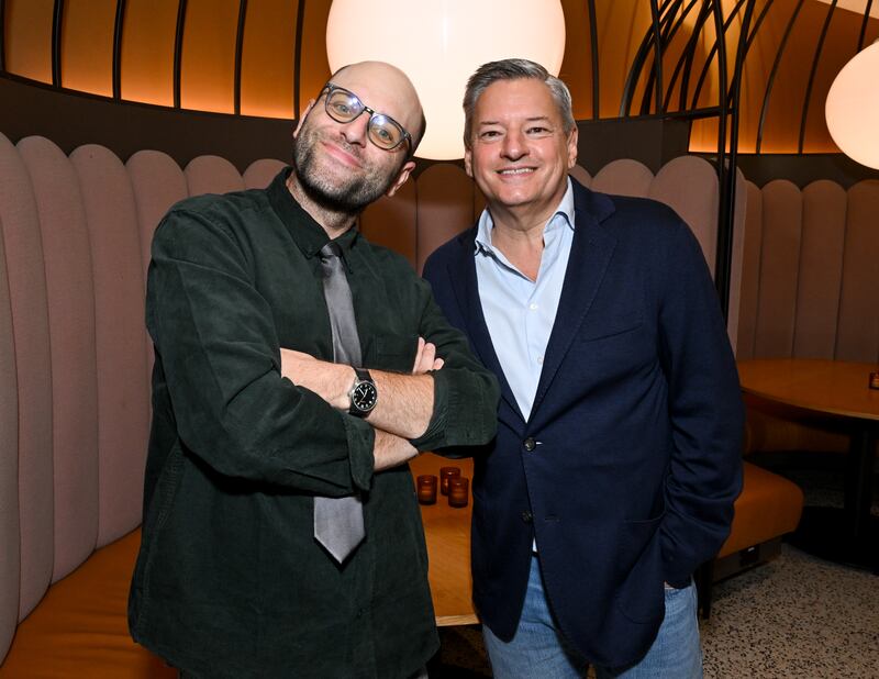 Raphael Bob-Waksberg, Ted Sarandos at the Netflix "Long Story Short" Special Screening held at Tudum Theater on August 18, 2025 in Los Angeles, California.