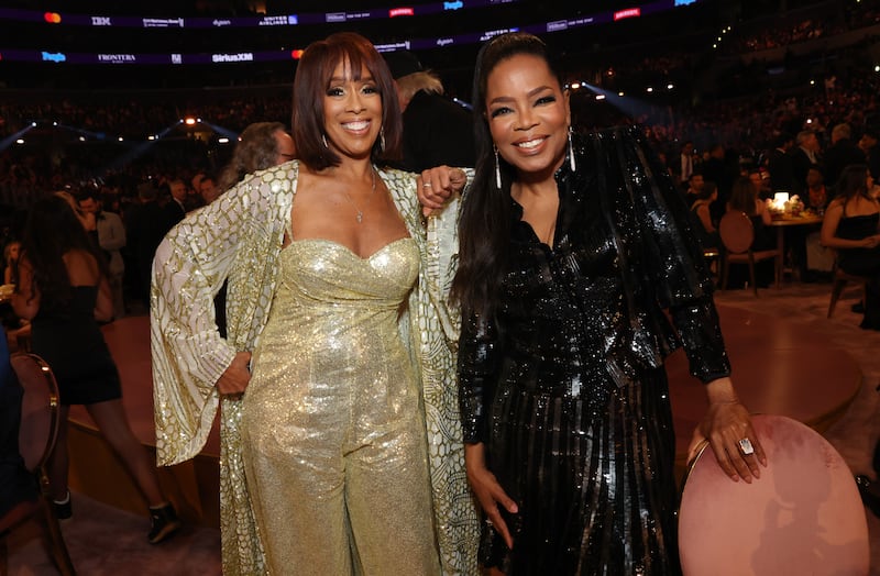 LOS ANGELES, CALIFORNIA - FEBRUARY 04: Gayle King and Oprah Winfrey attend the 66th GRAMMY Awards at Crypto.com Arena on February 04, 2024 in Los Angeles, California. (Photo by Monica Schipper/Getty Images for The Recording Academy)
