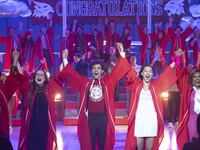 A still from High School Musical: The Musical: The Series with Frankie A. Rodriguez, Julia Lester, Joshua Bassett, Sofia Wylie, and Dara Renee