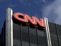 The CNN logo on a building.