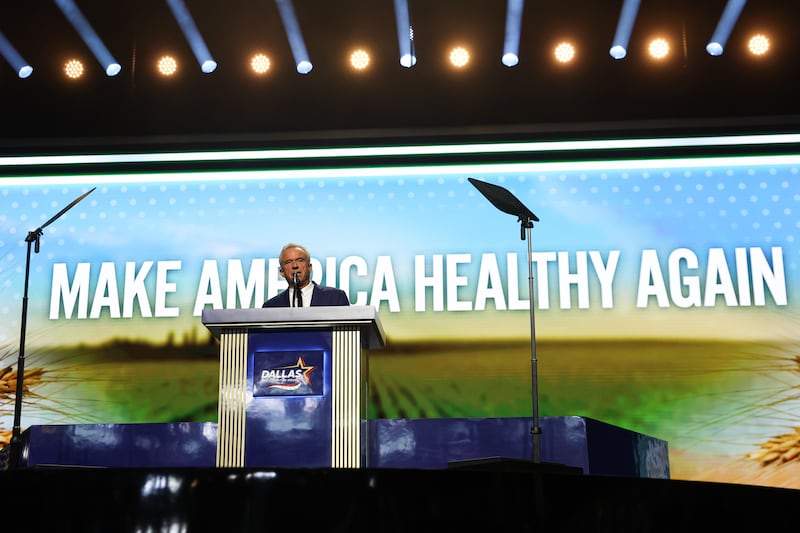 Health and Human Services Secretary Robert F. Kennedy Jr. speaks on stage on the second day of the 2026 Republican National Convention at the American Airlines Center on September 10, 2026 in Dallas, Texas.