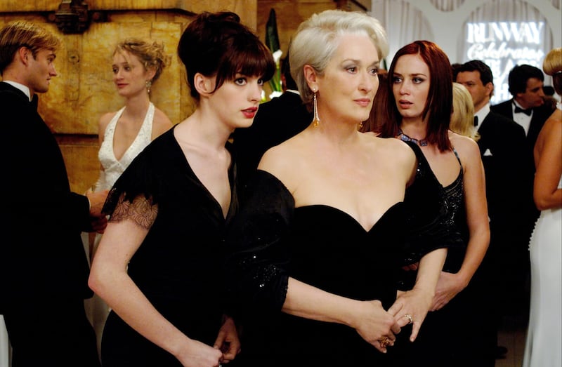 Anne Hathaway as Andy Sachs with Meryl Streep as Miranda Priestly in "The Devil Wears Prada."