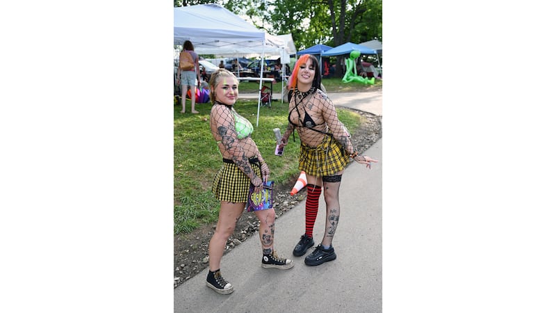 Fans pose together at the 2023 Gathering of the Juggalos