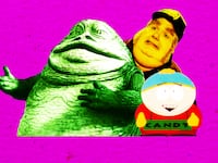 A photo illustration of Jabba The Hutt, Fat Bastard, and Cartman.