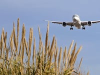 A Boeing 787-9 Dreamliner from Qatar Airways is landing at Barcelona Airport.