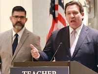 Florida Gov. Ron DeSantis speaks to teachers at a Florida Teacher of the Year Conference at the J.W. Marriott Orlando.