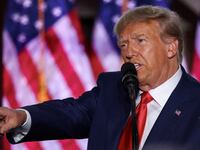Former U.S. President Donald Trump delivers remarks during an event at Trump National Golf Club, in Bedminster, New Jersey, U.S., June 13, 2023.