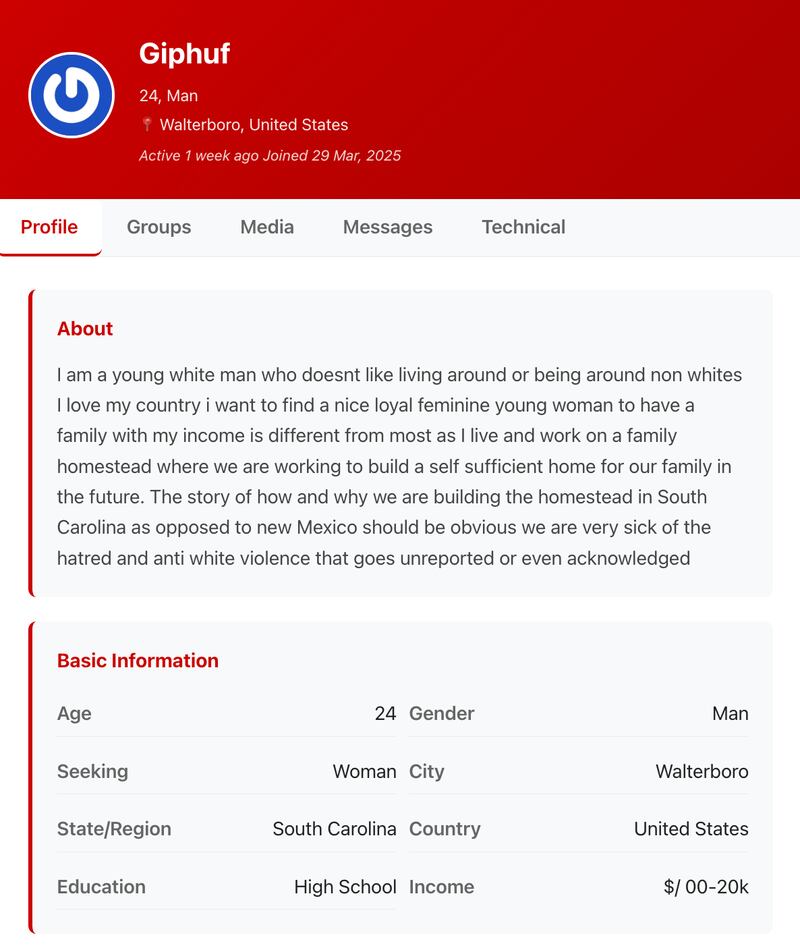 The site claims to be "not discriminatory," but someone should tell this user.
