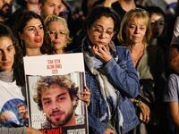Relatives, friends and supporters of Alon Ohel (22) held hostage in Gaza since the October 7 attack by Hamas.