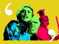 Photo illustration of stills from Young Frankenstein, Blazing Saddles, and History of the World: Part I